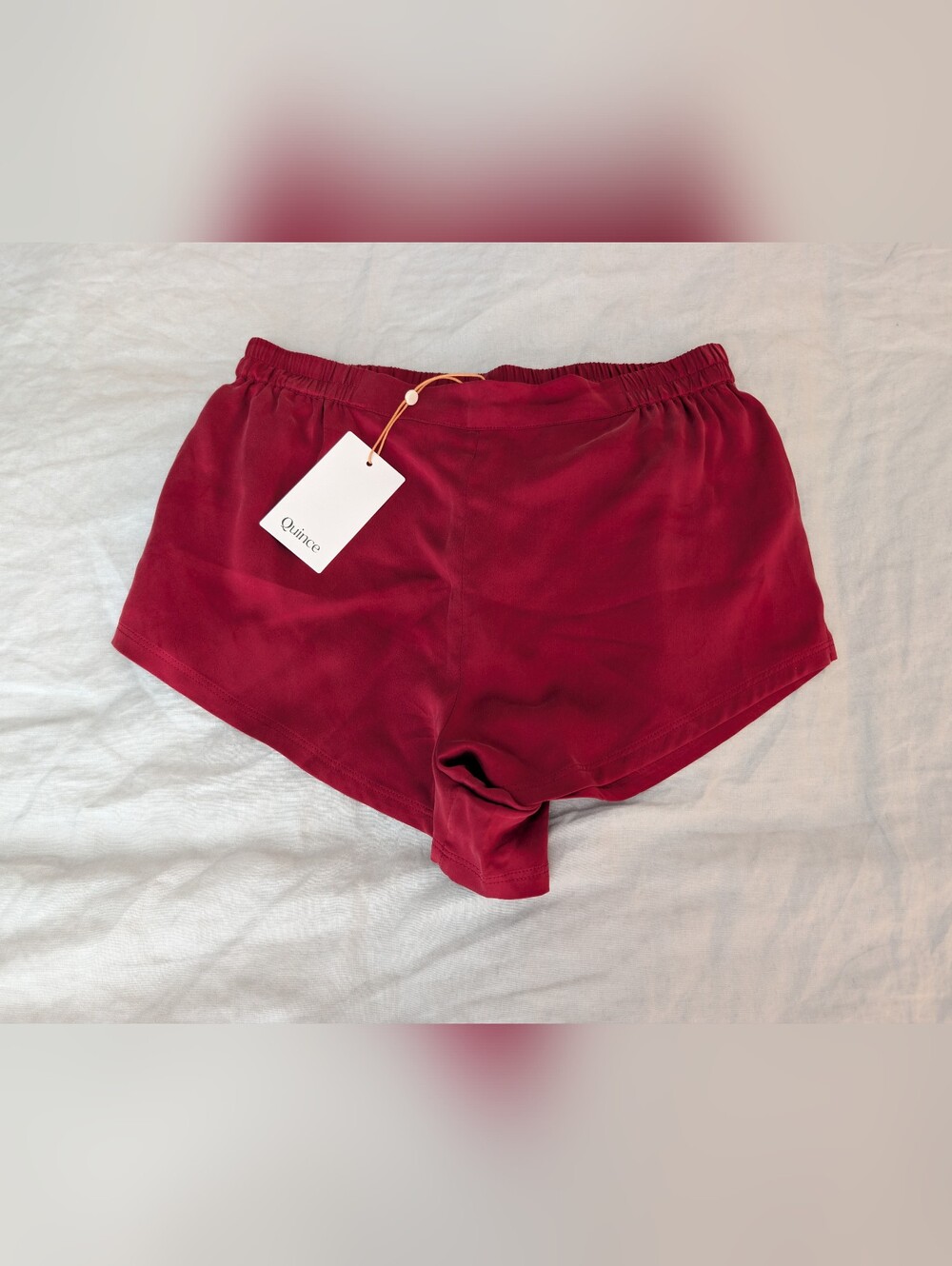 Quince NWT Washable Silk Pajama Shorts Size Small Crimson Red